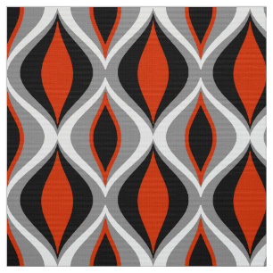 Mid-Century Modern Diamonds, Black and Rust Red Fabric