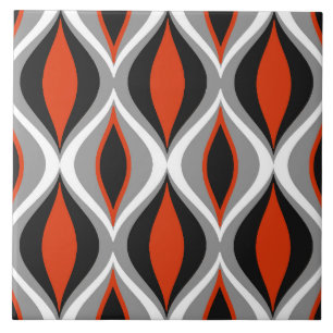 Mid-Century Modern Diamonds, Black and Rust Red Tile