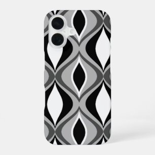 Mid-Century Modern Diamonds, Black, White and Grey iPhone 16 Case