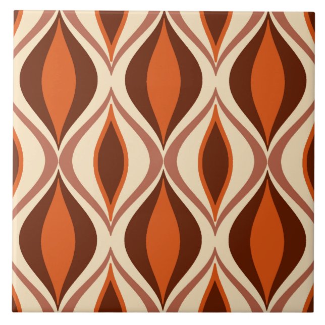 Mid-Century Modern Diamonds, Brown, Beige & Rust Tile (Front)