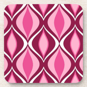 Mid-Century Modern Diamonds, Burgundy & Pink Coaster