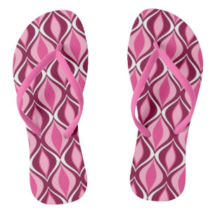 Mid-Century Modern Diamonds, Burgundy & Pink Flip Flops