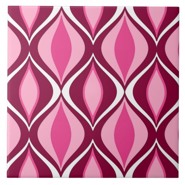 Mid-Century Modern Diamonds, Burgundy & Pink Tile (Front)
