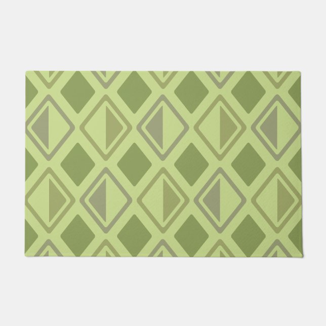 Mid Century Modern Diamonds Chartreuse Doormat (Front)