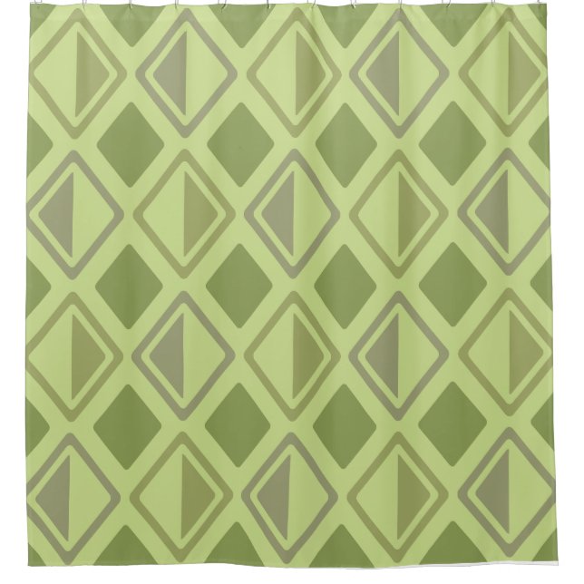 Mid Century Modern Diamonds Chartreuse Shower Curtain (Front)
