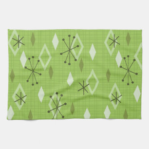 Mid Century Modern Diamonds Chartreuse Tea Towel