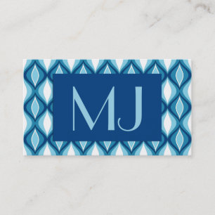 Mid-Century Modern Diamonds, Denim Blues Business Card