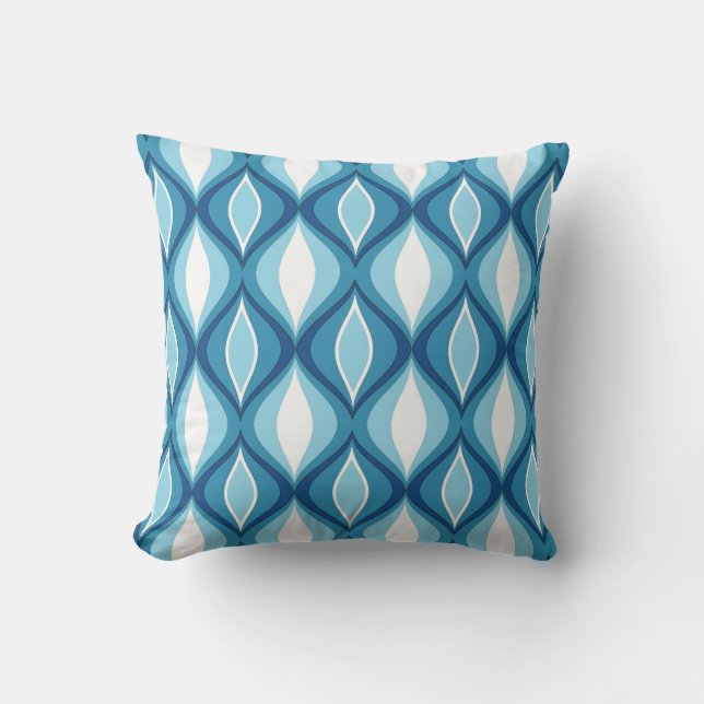 Mid-Century Modern Diamonds, Denim Blues Cushion (Front)