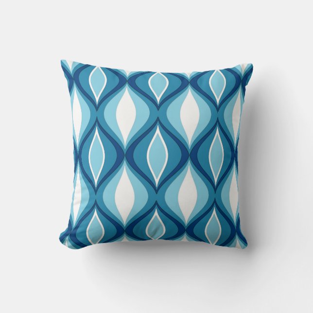 Mid-Century Modern Diamonds, Denim Blues Cushion (Front)