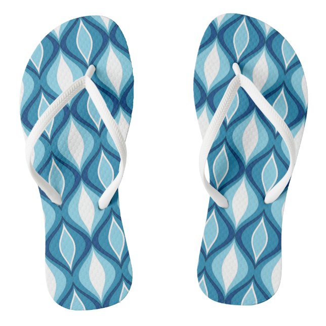 Mid-Century Modern Diamonds, Denim Blues Flip Flops (Footbed)
