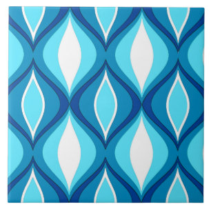 Mid-Century Modern Diamonds, Denim Blues Tile