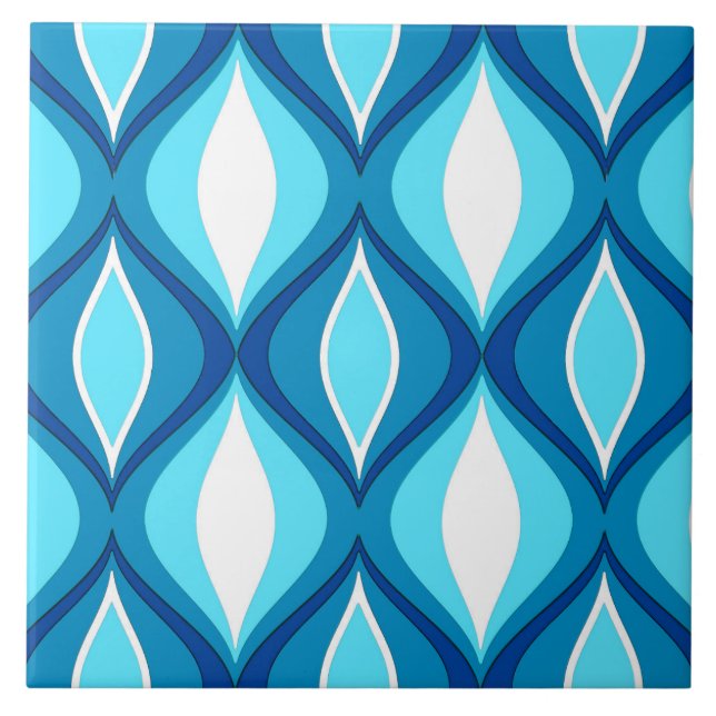 Mid-Century Modern Diamonds, Denim Blues Tile (Front)