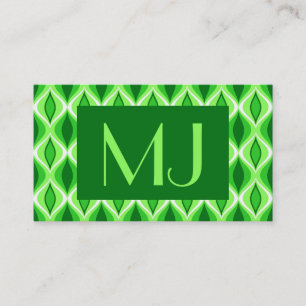 Mid-Century Modern Diamonds, Emerald & Lime Green Business Card