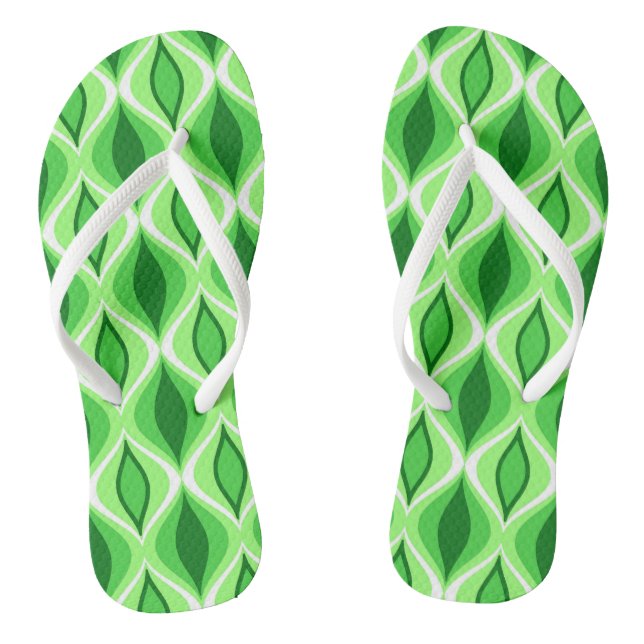 Mid-Century Modern Diamonds, Emerald & Lime Green Flip Flops (Footbed)