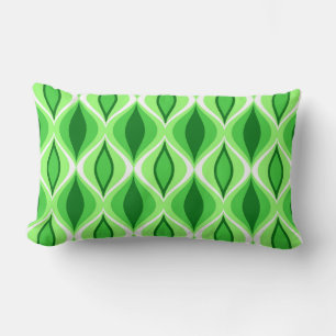 Mid-Century Modern Diamonds, Emerald & Lime Green Lumbar Cushion