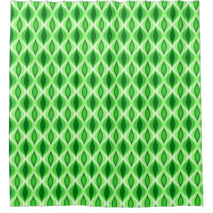 Mid-Century Modern Diamonds, Emerald & Lime Green Shower Curtain