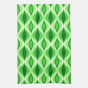 Mid-Century Modern Diamonds, Emerald & Lime Green Tea Towel