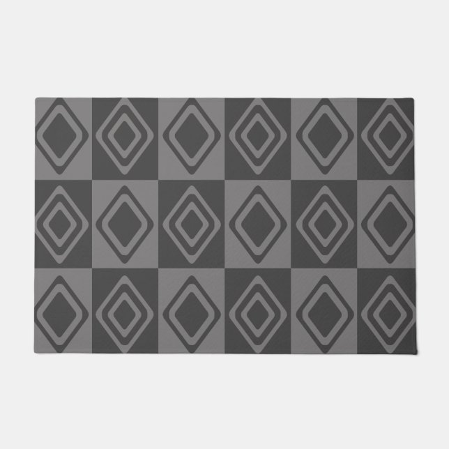 Mid Century Modern Diamonds Grey Doormat (Front)