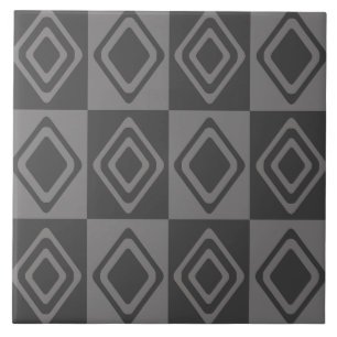 Mid Century Modern Diamonds Grey Tile