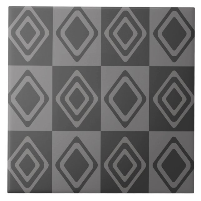 Mid Century Modern Diamonds Grey Tile (Front)