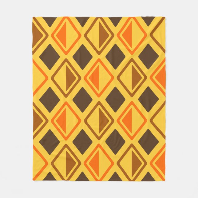 Mid Century Modern Diamonds Multicolored Fleece Blanket (Front)