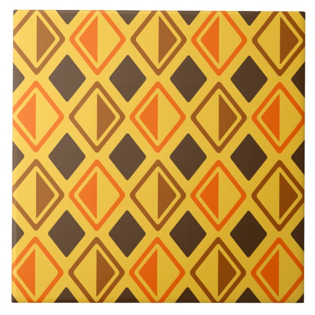 Mid Century Modern Diamonds Multicolored Tile (Front)