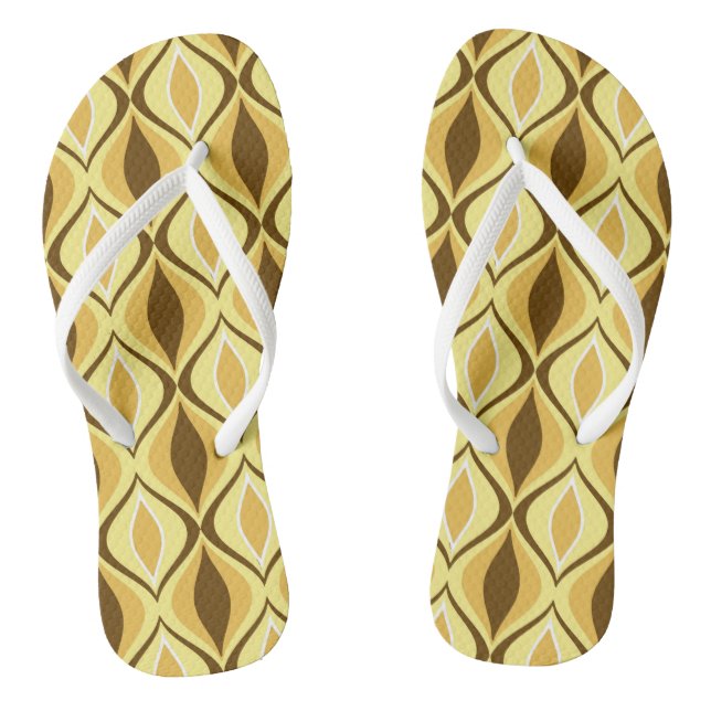 Mid-Century Modern Diamonds, Mustard Gold Flip Flops (Footbed)