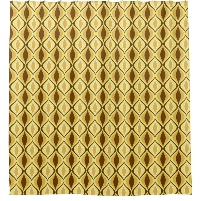 Mid-Century Modern Diamonds, Mustard Gold Shower Curtain (Front)