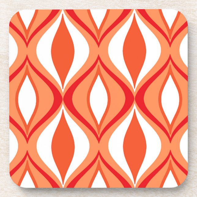 Mid-Century Modern Diamonds, Orange & White Coaster (Front)