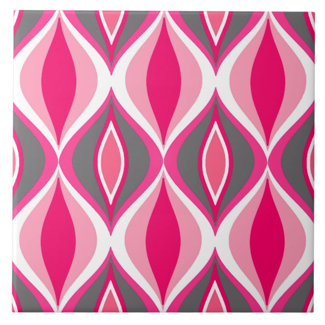 Mid-Century Modern Diamonds, Pink, Fuchsia & Gray Tile (Front)