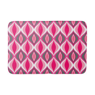 Mid-Century Modern Diamonds, Pink, Fuchsia & Grey Bath Mat