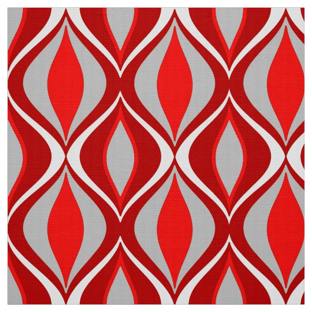 Mid-Century Modern Diamonds, Red & Grey / Grey Fabric (Swatch)