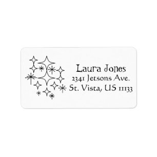 Mid Century Modern Diamonds Starbursts Black White Label