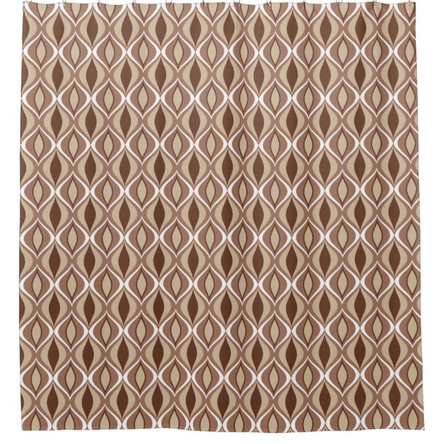 Mid-Century Modern Diamonds, Taupe and Brown Shower Curtain (Front)