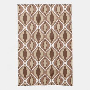 Mid-Century Modern Diamonds, Taupe and Brown Tea Towel