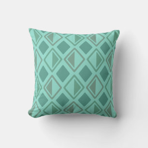 Mid Century Modern Diamonds Turquoise Cushion