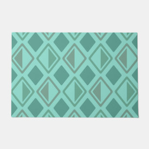 Mid Century Modern Diamonds Turquoise Doormat
