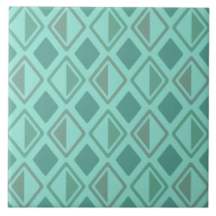 Mid Century Modern Diamonds Turquoise Tile