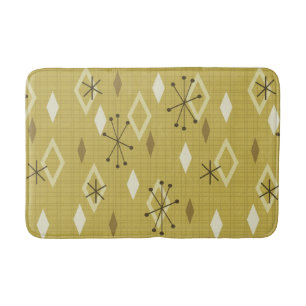 Mid Century Modern Diamonds Yellow Bath Mat