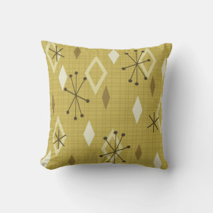 Mid Century Modern Diamonds Yellow Cushion
