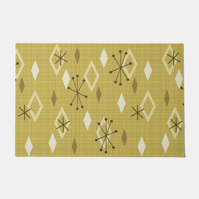 Mid Century Modern Diamonds Yellow Doormat (Front)