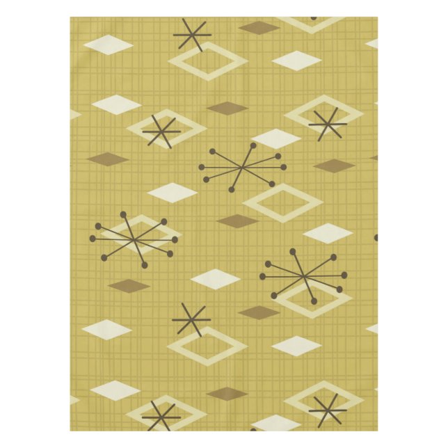 Mid Century Modern Diamonds Yellow Tablecloth (Front)