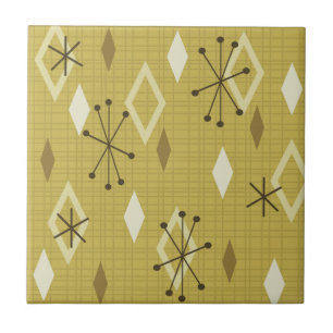Mid Century Modern Diamonds Yellow Tile