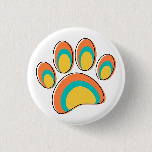 Mid Century Modern Dog Paw Print 3 Cm Round Badge (Front)