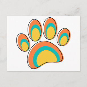 Mid Century Modern Dog Paw Print Pet Postcard