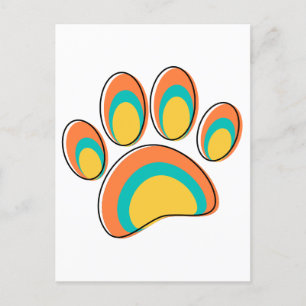 Mid Century Modern Dog Paw Print Postcard