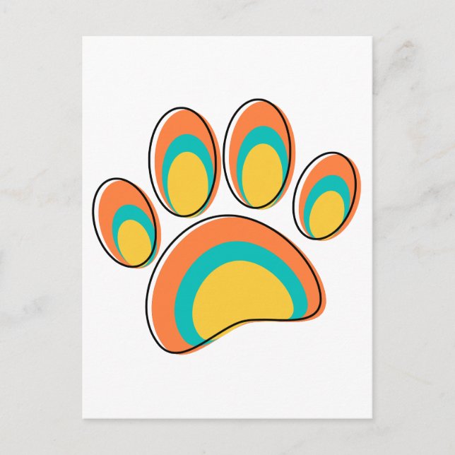Mid Century Modern Dog Paw Print Postcard (Front)