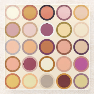 Mid-Century Modern Dots - beige & neutrals Glass Coaster