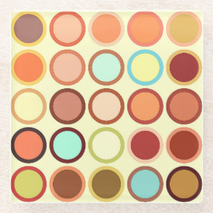 Mid-Century Modern Dots - cream with multi Glass Coaster