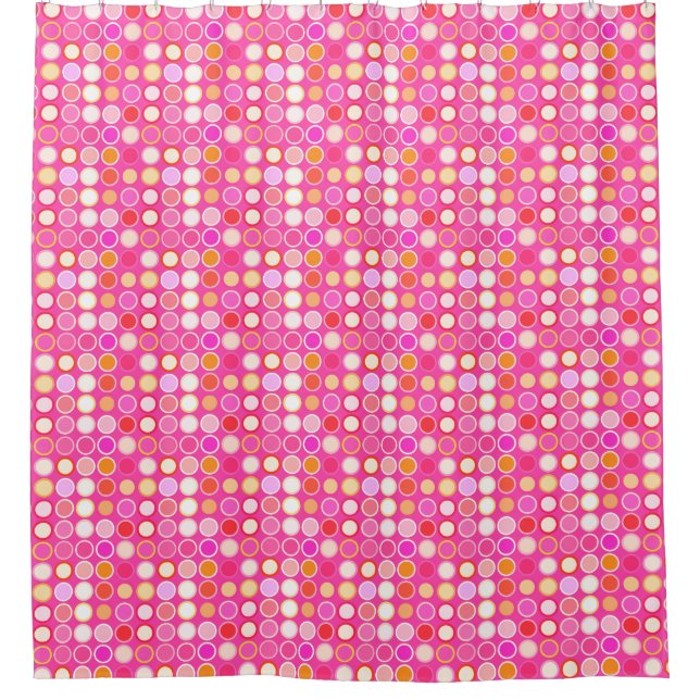 Mid-Century Modern Dots - deep pink & multi Shower Curtain (Front)